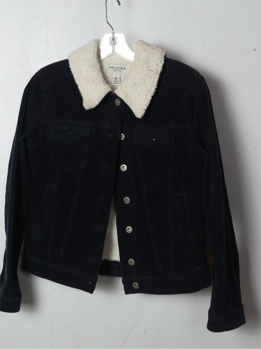 Arizona Jean Company Black Corduroy Jacket with Cream Sherpa Collar